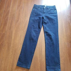 Simon Chang Embroidered High Rise  Denim Jeans  Size 4